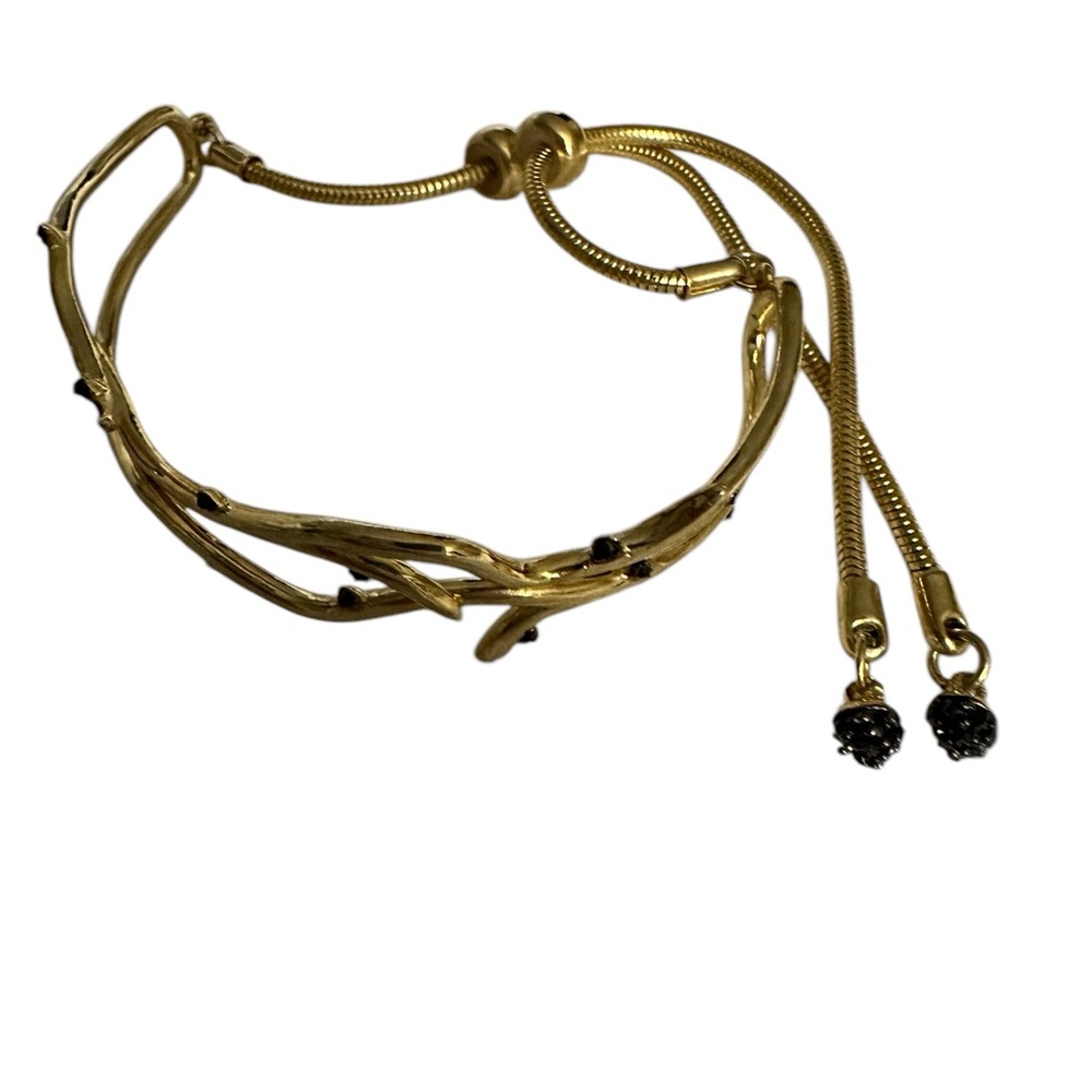 NWOT nOir Jewelry Beloved Adjustable bracelet in Gold with hematite small stones - Picture 6 of 9